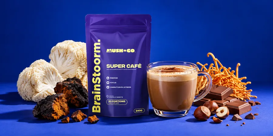 Brainstoorm från Mush N Go med lion's mane och en kopp