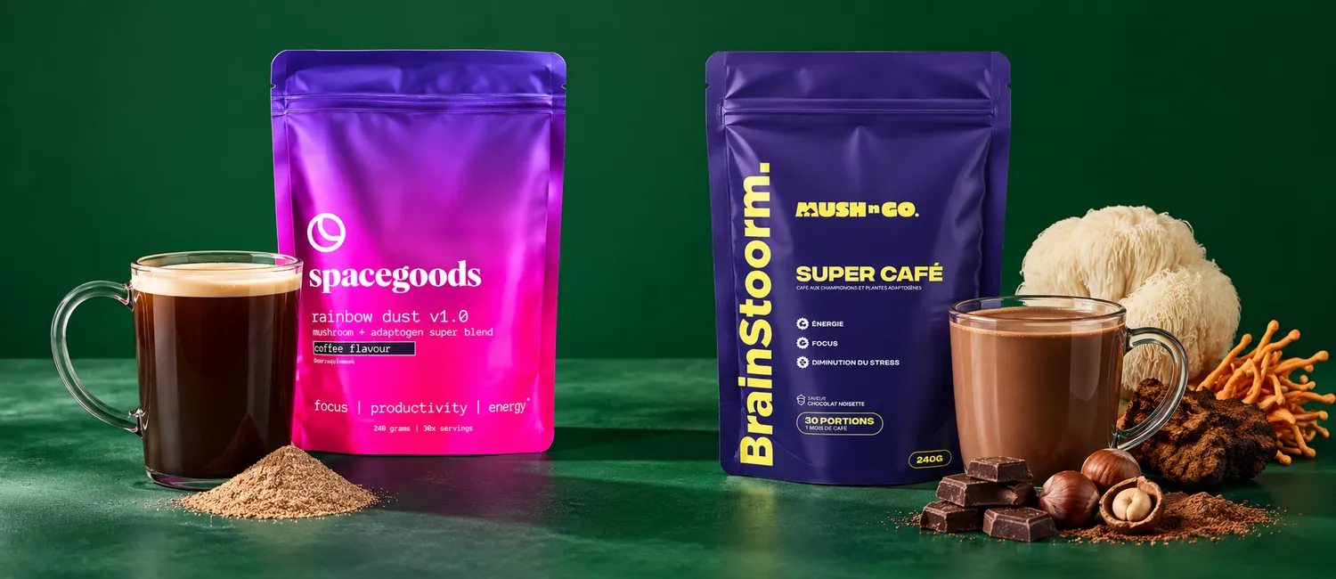Spacegoods Rainbow Dust och Brainstoorm från Mush N Go sida vid sida